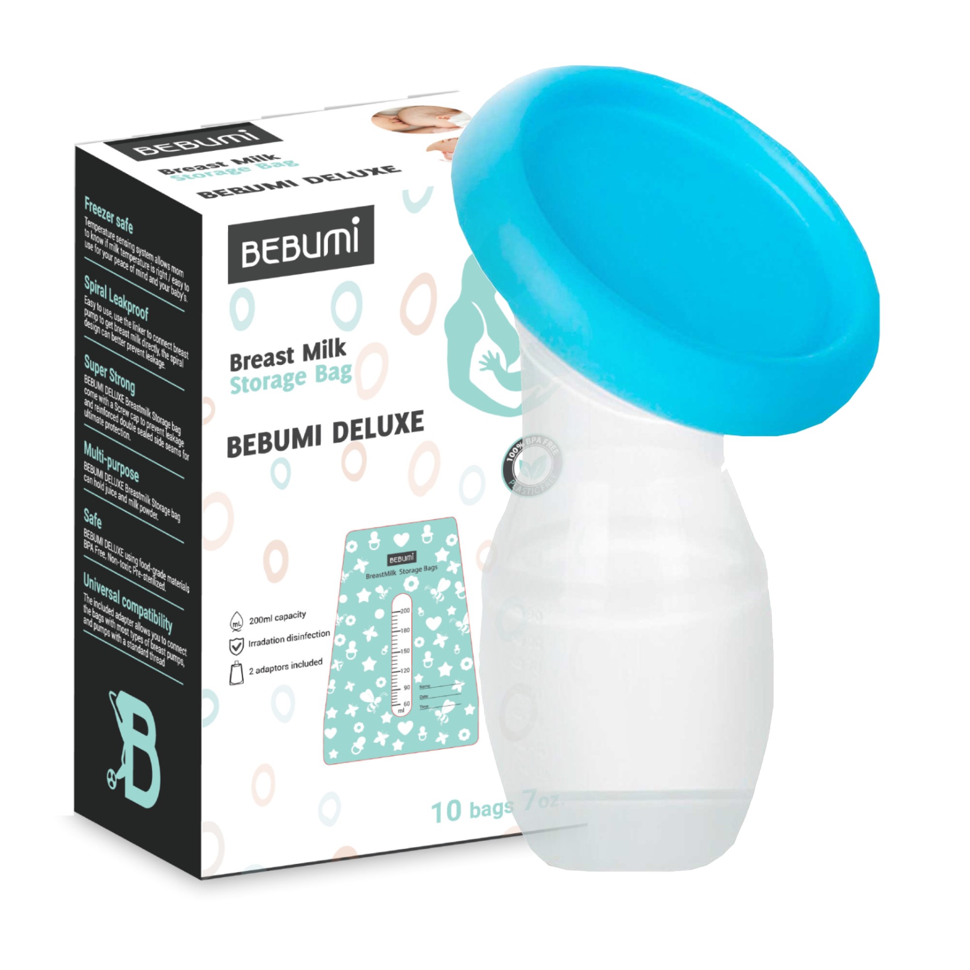 Pompa de san manuala bebumi silicone + 10 pungi