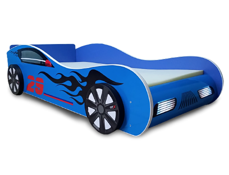 Pat in forma de masina, Blue Car, 140x70 cm