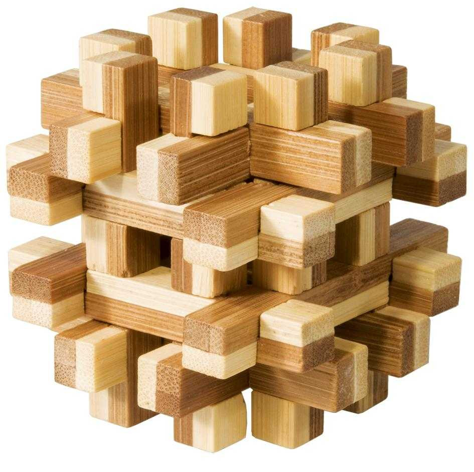 Joc logic iq din lemn bambus magic blocks puzzle 3d