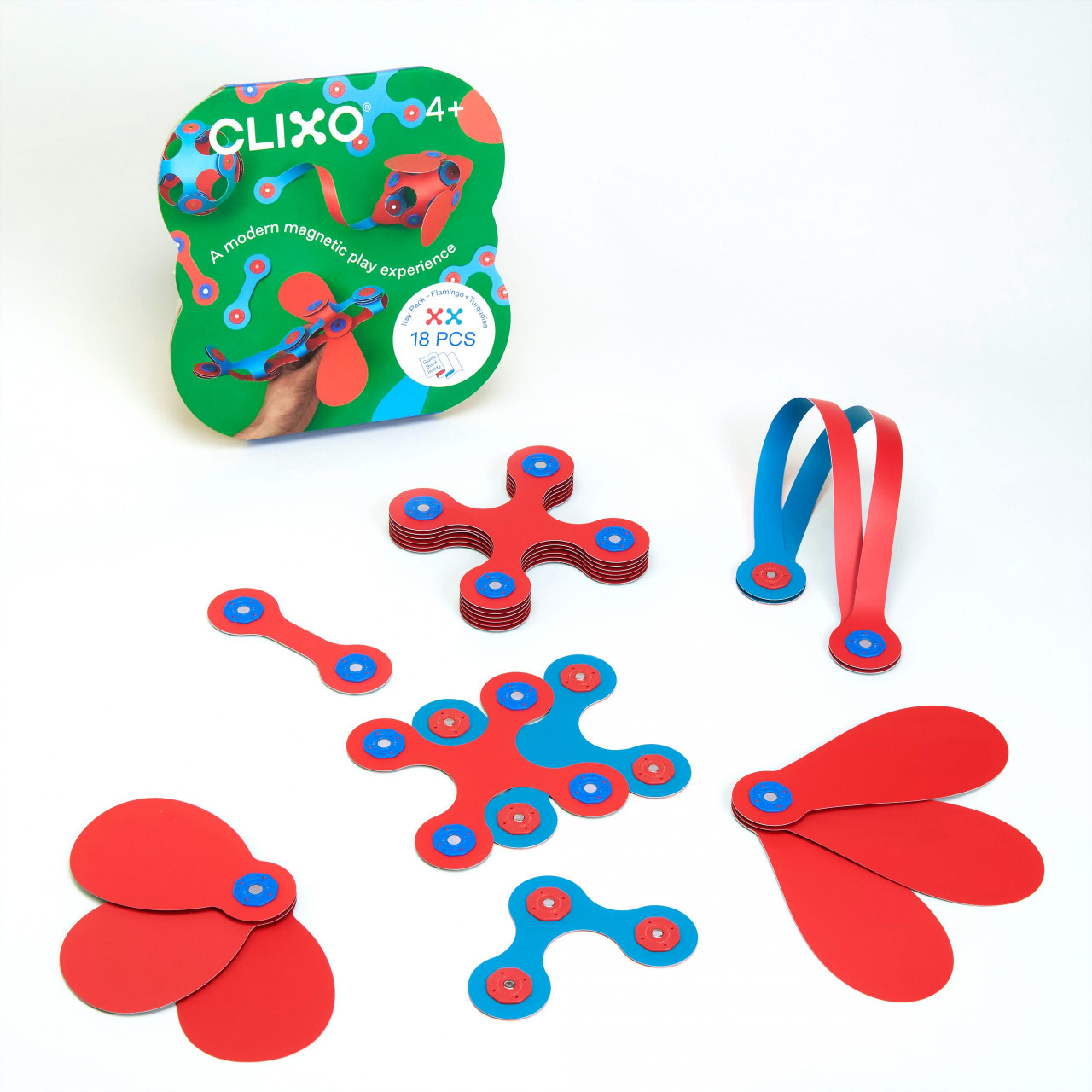 Set clixo de construit cu magnet, itsy pack flamingo-turquoise 18