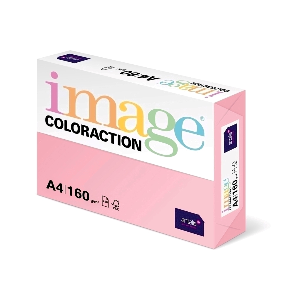 Carton color Coloraction A4 160g 250 coli roz- Tropic