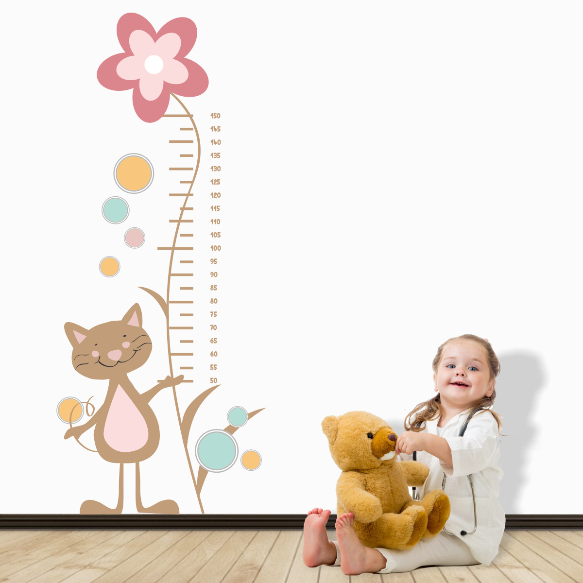 Stickere perete copii Cat with Flower – 80 x 190 cm 190
