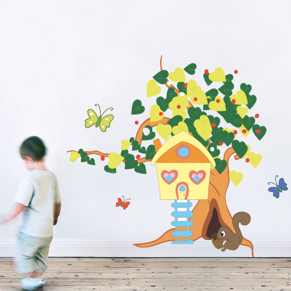 Stickere perete copii Copacel cu veverita – 120 x 110 cm BeKid imagine noua