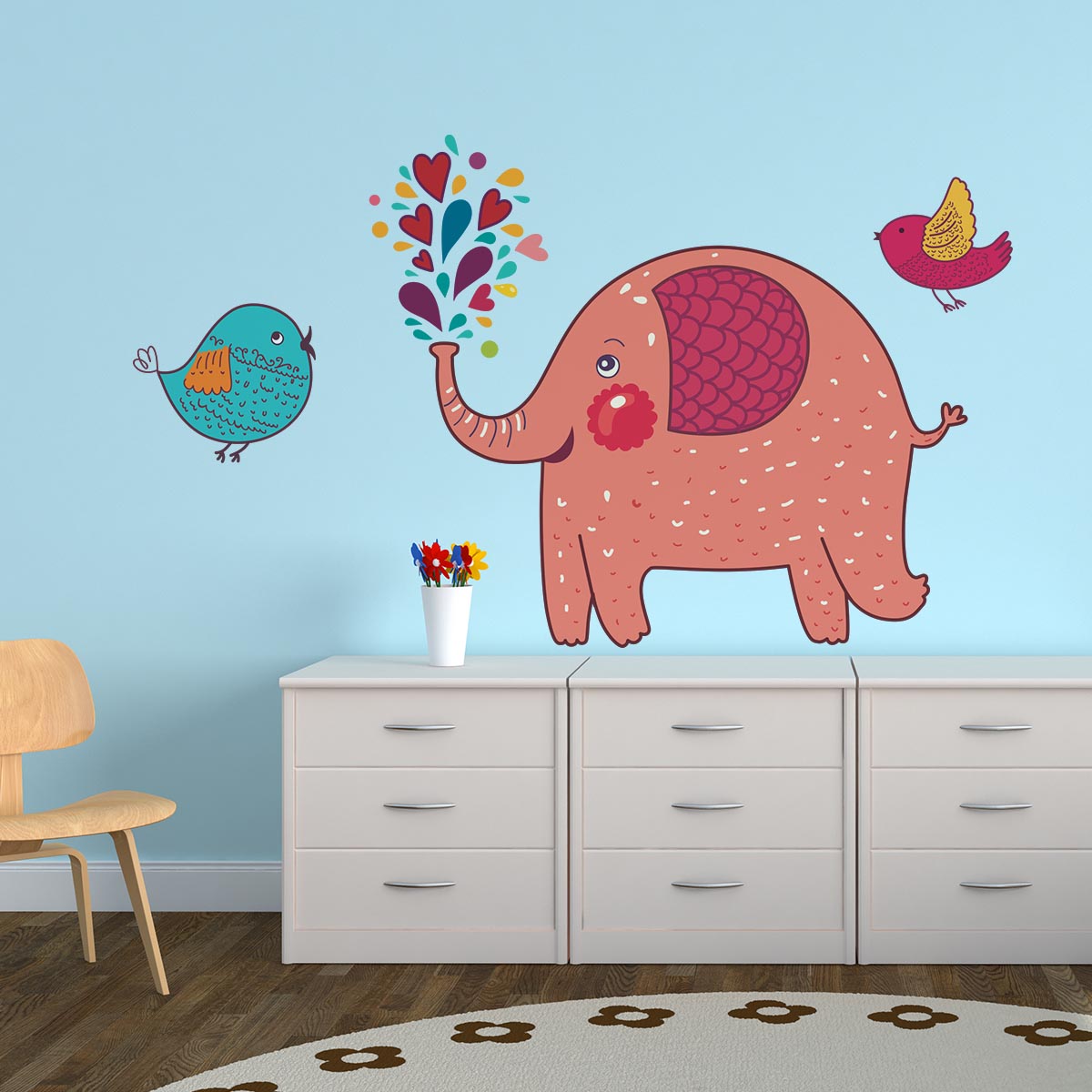 Stickere perete copii Elefantelul vesel – 140 x 105 cm 105