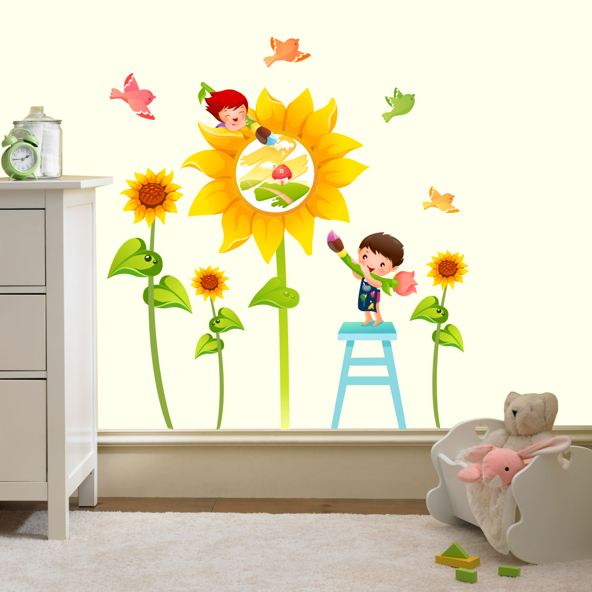 Stickere perete copii Floarea soarelui - 120 x 120 cm