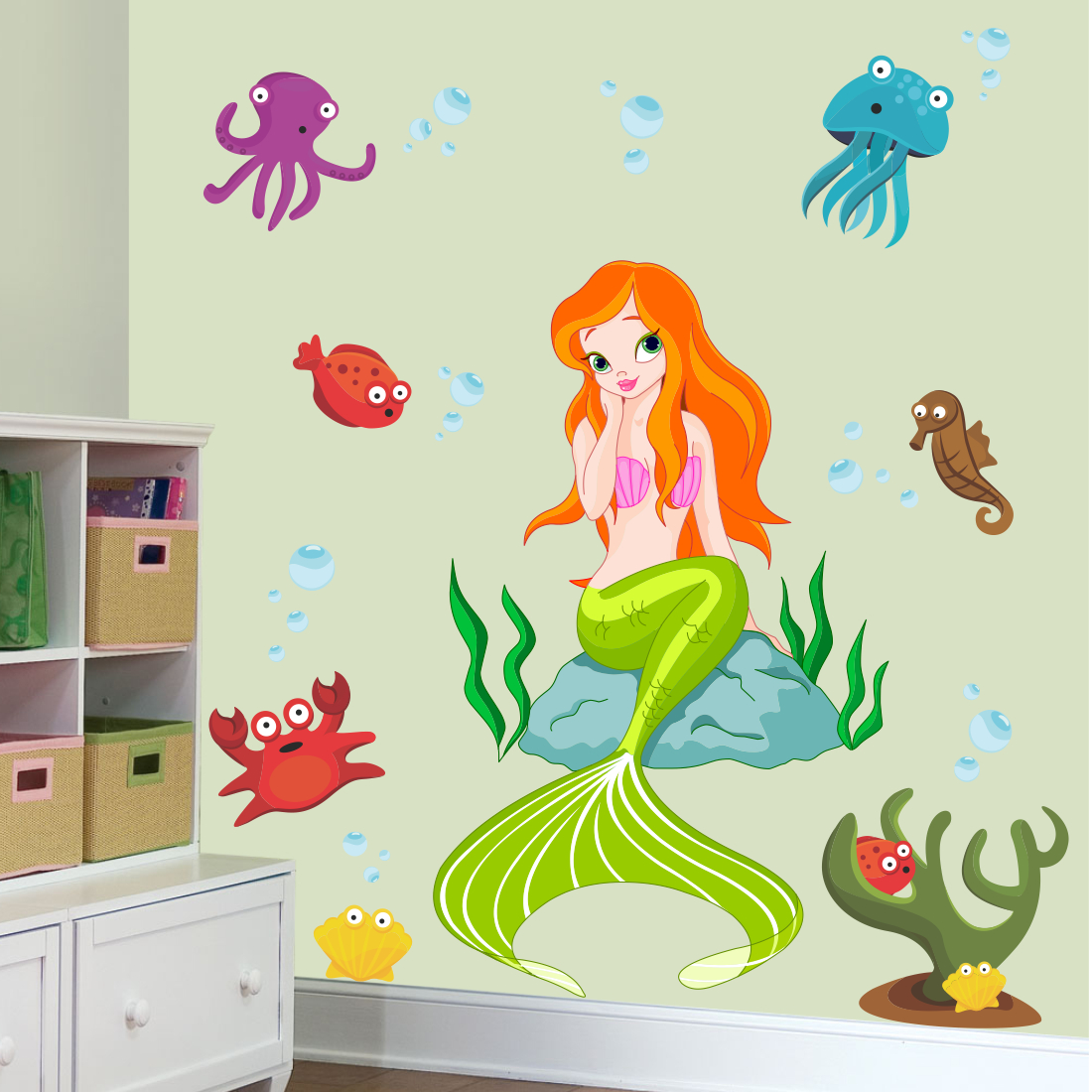 Stickere perete copii Frumoasa sirena – 110 x 120 cm BeKid