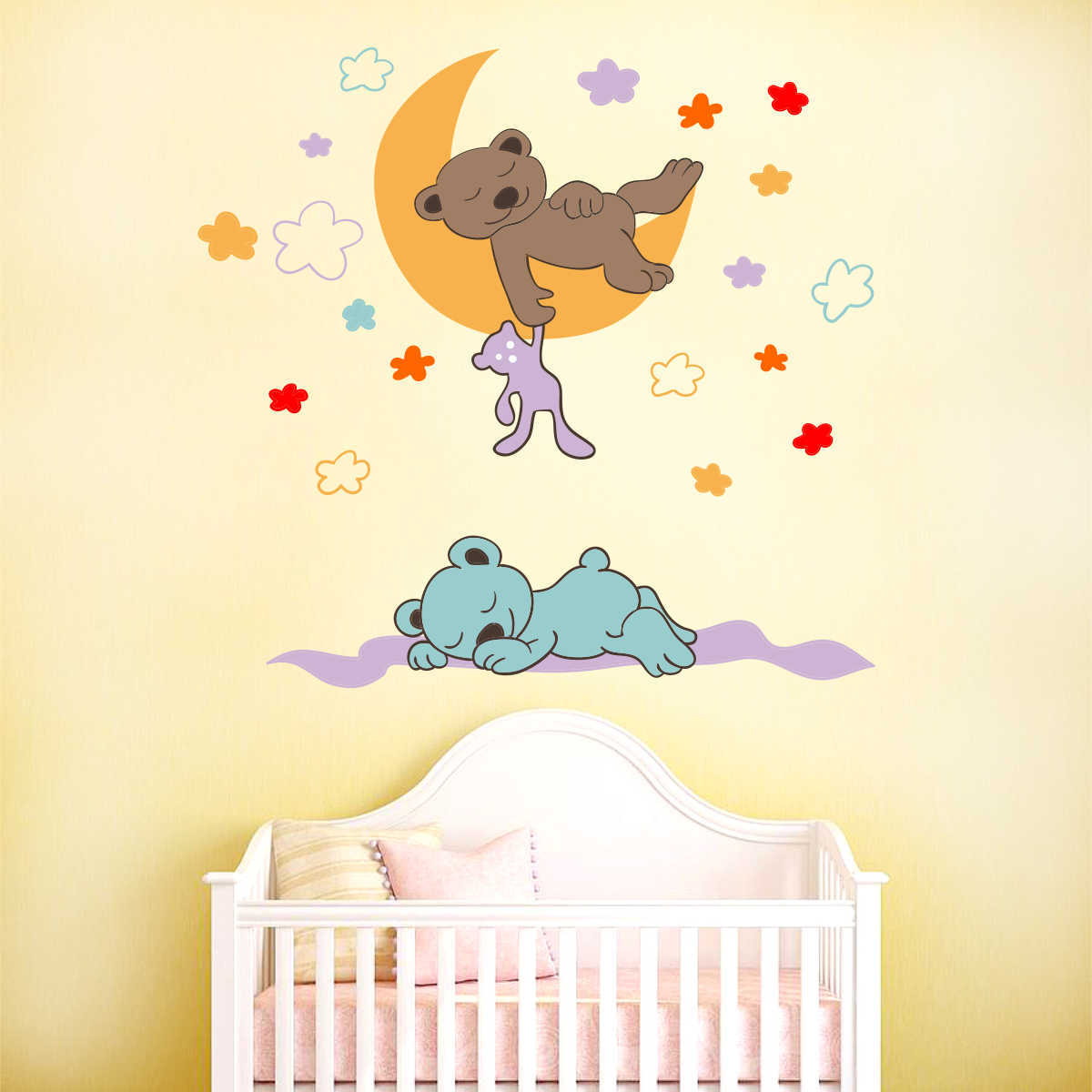 Stickere perete copii Ursuleti dormind – 125 x 117 cm BeKid imagine noua