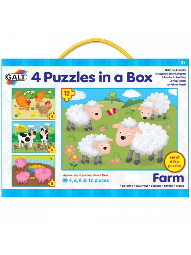 Set 4 puzzle-uri Animale de la ferma (4, 6, 8, 12 piese)