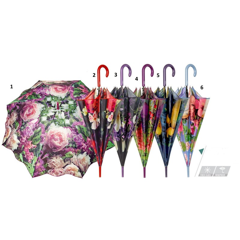 Umbrela automata baston (6 modele flori) - Perletti imagine
