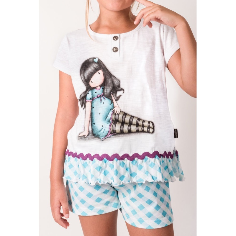 Pijama copii cu tricou Gorjuss Sitting Pretty, scurte buy4baby.ro imagine noua