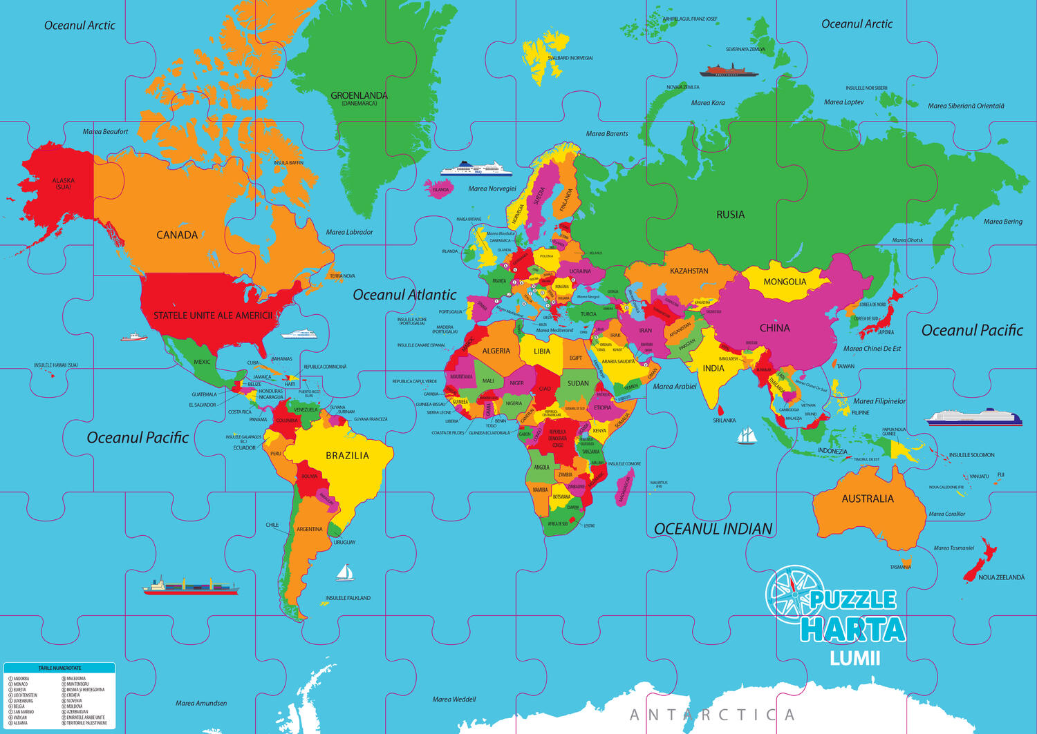 Puzzle Geografic Harta Lumii 82 Piese Bec 712126 138044
