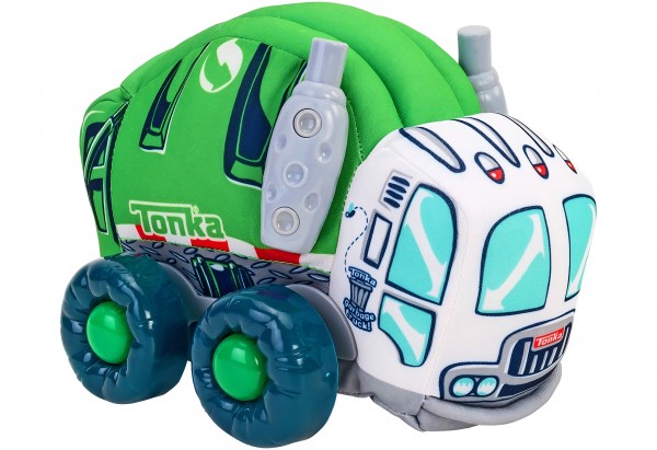 Jucarie moale pentru copii tip masina de Gunoi Globo Tonka cu sunete cu roti si accesorii din plastic Verde