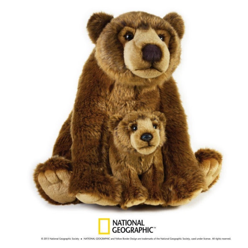 Urs grizzly cu pui 31 cm-Jucarie din plus National Geographic bekid.ro