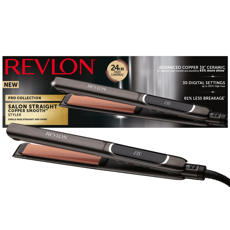 Placa de indreptat parul REVLON Salon Straight Copper Smooth RVST2175E, afisaj LCD imagine