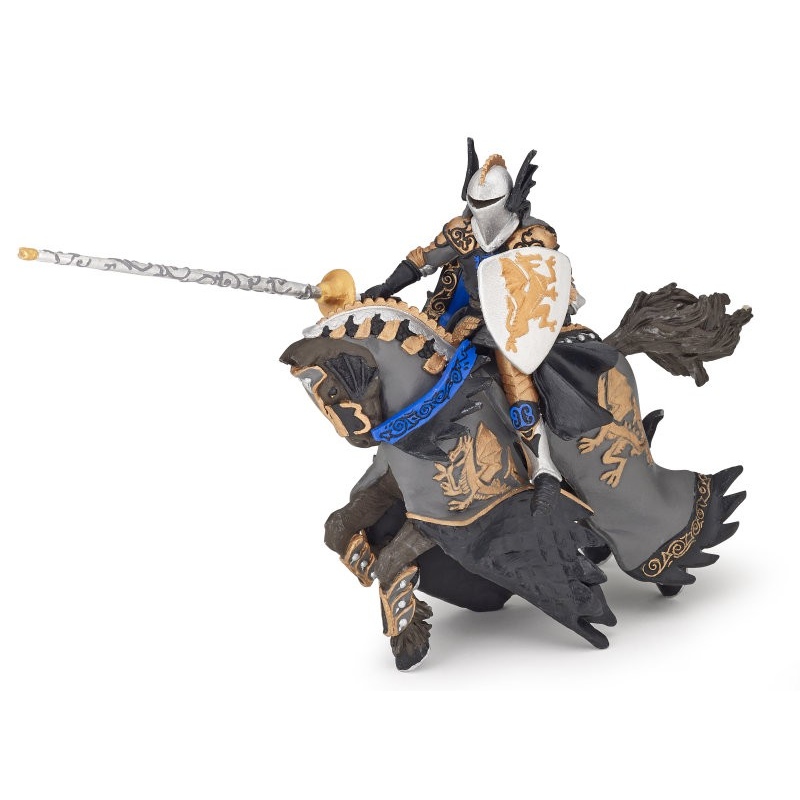 Cavalerul dragon si calul sau (negru) - Set figurine Papo