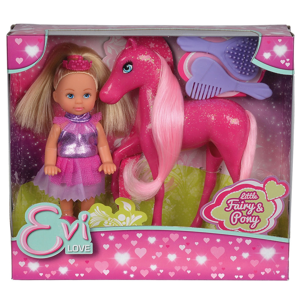 Papusa Simba Evi Love Fairy 12 cm cu ponei Pony si accesorii