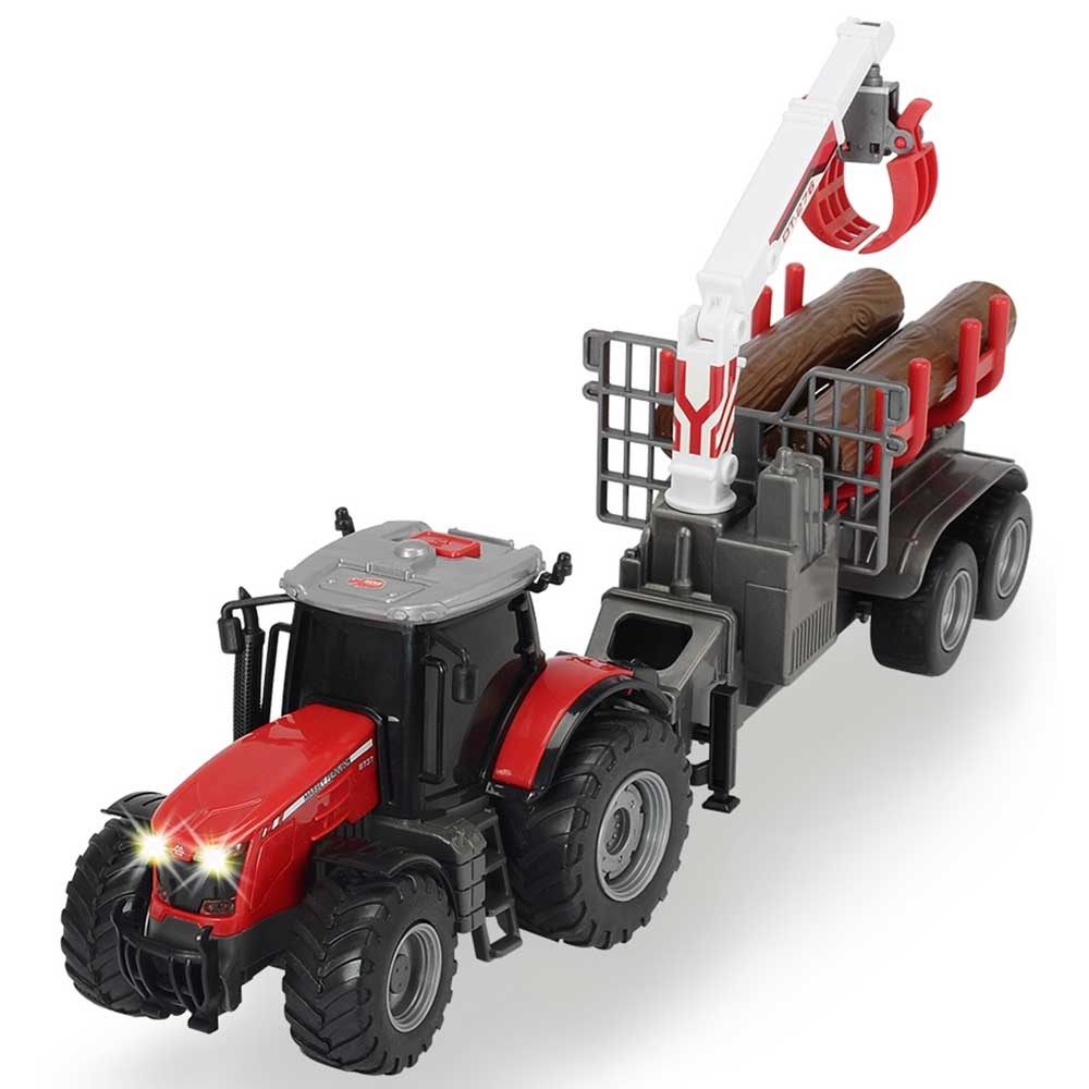Tractor Dickie Toys Massey Ferguson MF 8737 cu remorca 42 cm