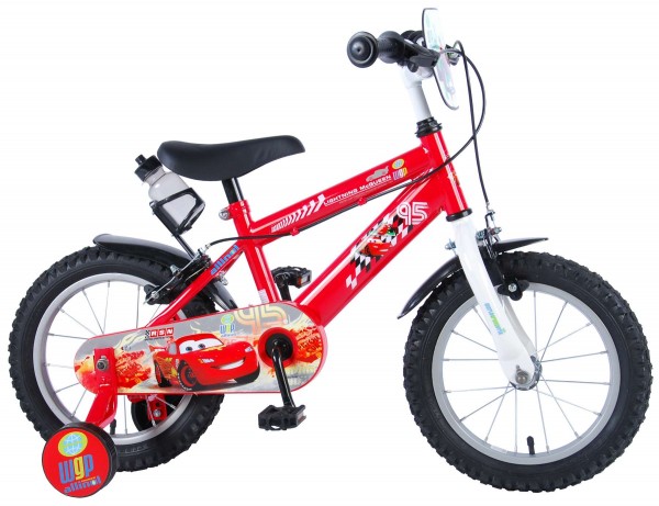 Bicicleta pentru copii Volare Cars 11448-CH-IT 14 inch cu roti ajutatoare si frana de mana
