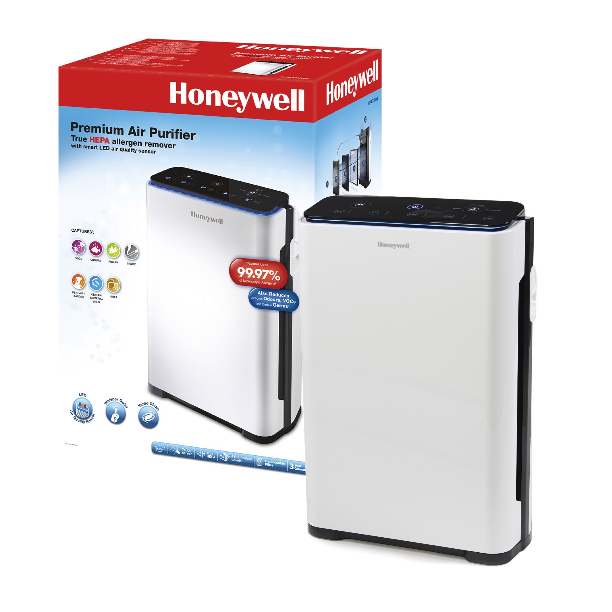 Purificator de aer Honeywell HPA710 True cu filtru HEPA, 5 moduri de purificare, cronometru… aer