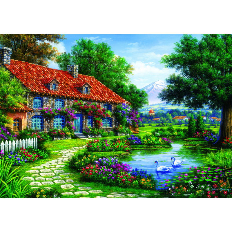Puzzle 1500 piese - Garden With Swans