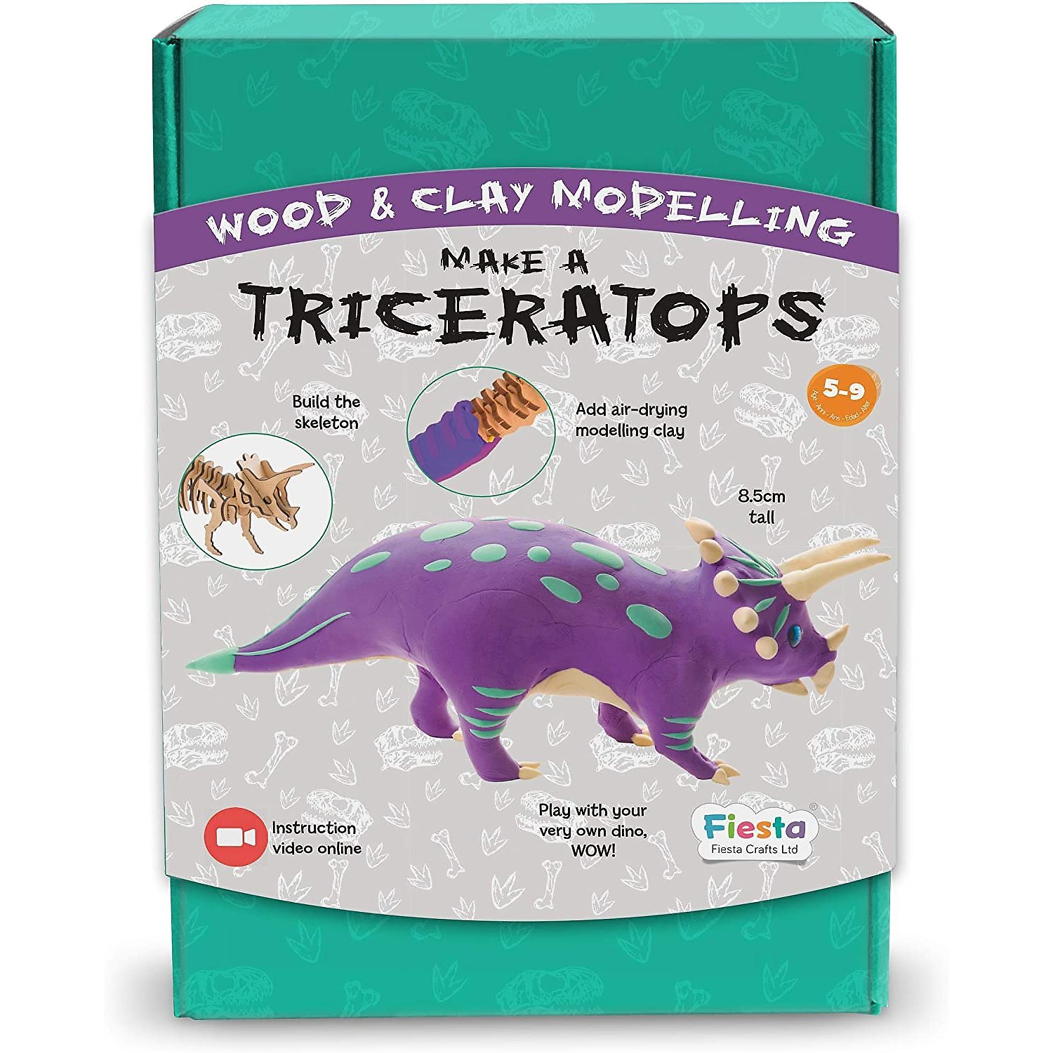 Kit constructie lemn si argila - Triceratops Fiesta Crafts FCT-2957