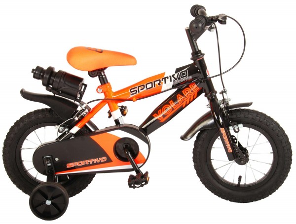 Bicicleta copii Volare Sportivo Portocalie 12 inch cu 2 frane de mana si sticla apa