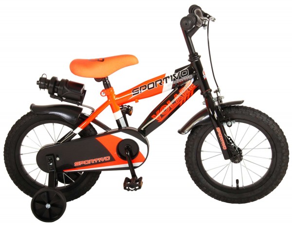 Bicicleta copii Volare Sportivo Portocaliu 14 inch cu frana de mana si sticla apa