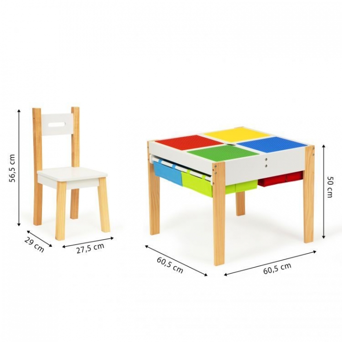 Set de masa cu doua scaune pentru copii ecotoys xkf002