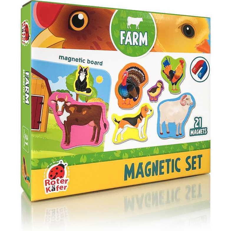 Set magnetic Animale de la Ferma cu Plansa magnetica inclusa, 21 piese Roter Kafer RK2090-01