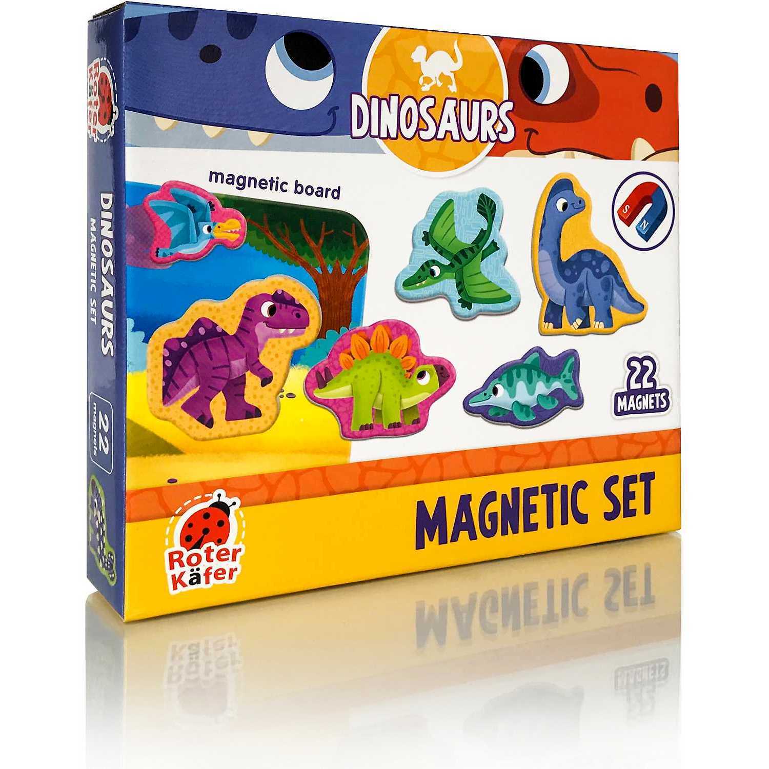 Set magnetic Dinozauri cu Plansa magnetica inclusa, 22 piese Roter Kafer RK2090-03