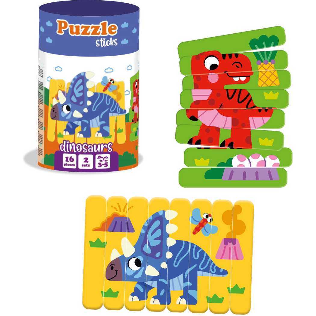 Set puzzle-uri din betisoare Dinozauri, 16 piese Roter Kafer RK1090-02
