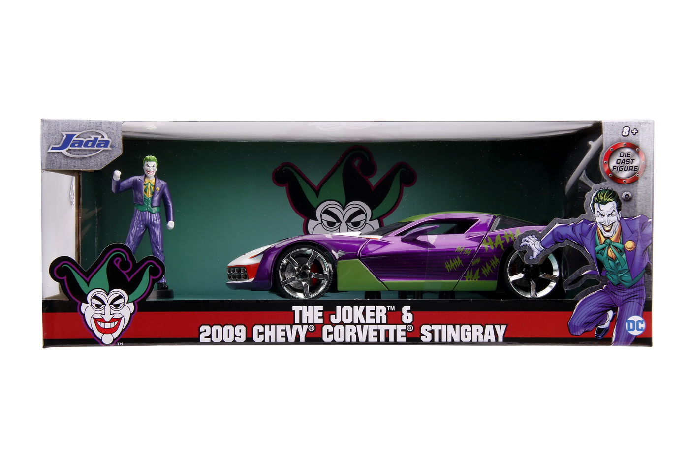 Masinute metalica chevy corvette stingray 2009 si figurina joker scara 1:24