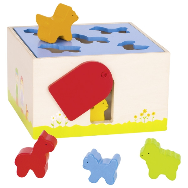 Cutie de lemn cu sortare forme animalute - set educativ multicolor