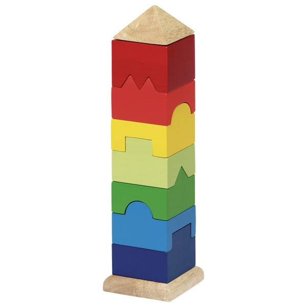 Turn multicolor de stivuire cu piese din lemn unice buy4baby.ro imagine noua