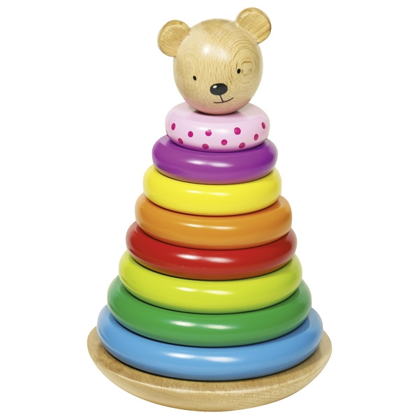 Turn multicolor de stivuire cu ursulet – set indemanare din lemn buy4baby.ro imagine noua