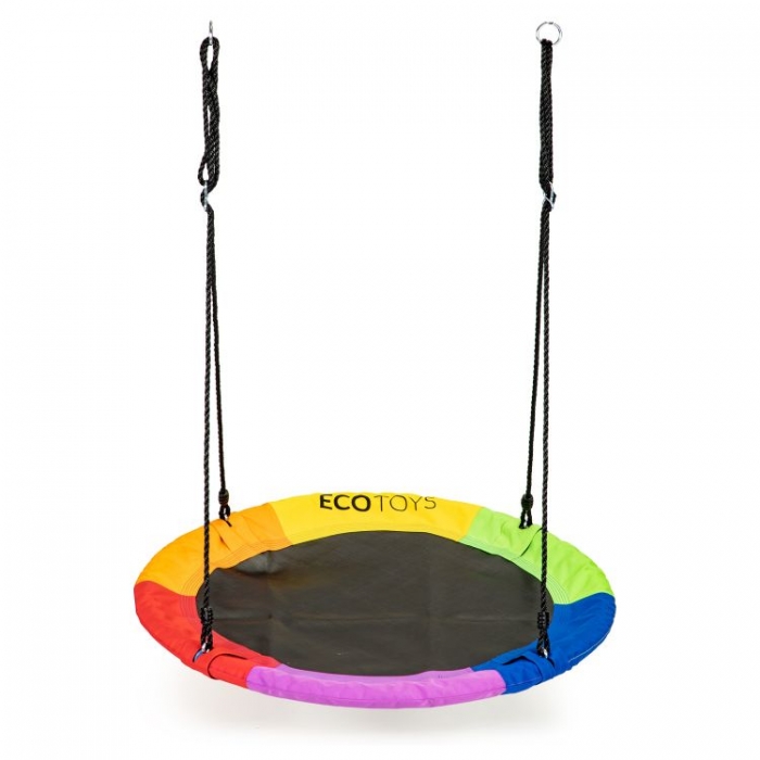 Leagan pentru copii rotund, tip cuib de barza, suspendat, 100 cm, ecotoys mir6001 - multicolor