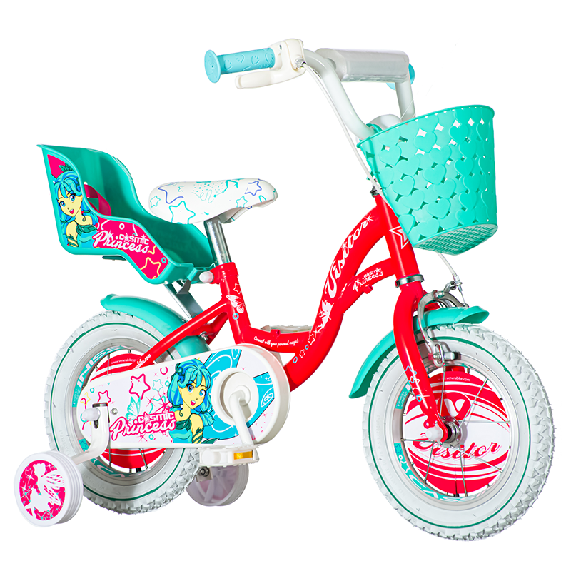 Bicicleta 12 inch, cos cumparaturi, roti ajutatoare, scaun papusi, princess cosmic bekid.ro imagine noua