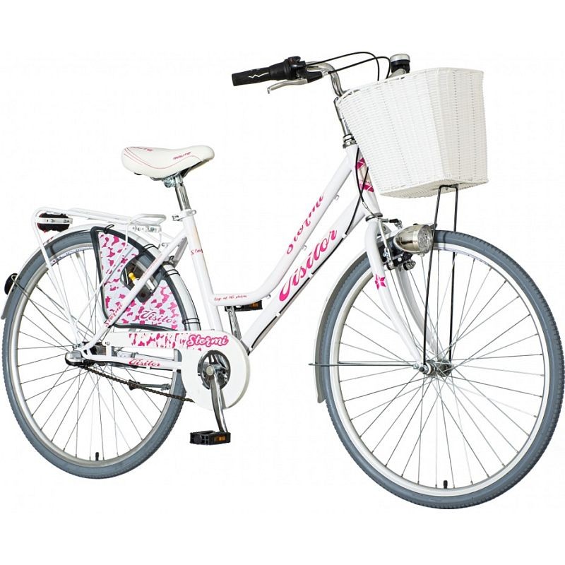Bicicleta dama, 26 inch, cadru otel, 3 viteze shimano, portbagaj, cos cumparaturi, v-brake, visitor stormi bekid.ro imagine noua