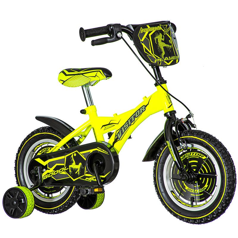 Bicicleta 12 inch, frana v-brake, roti ajutatoare detasabile, galbena bekid.ro imagine noua