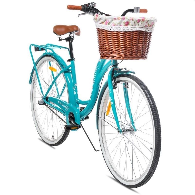Bicicleta dama cu cos ratan, roti 28 inch, cadru 18 inch, 3 viteze shimano, frane v-brake, portbagaj, maltrack nexus
