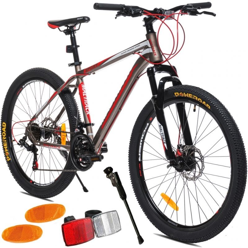 Bicicleta mountain bike maltrack sport, roata 26 inch, 21 viteze shimano, cadru otel 18 inch, frane disc, gri-rosu bekid.ro imagine noua