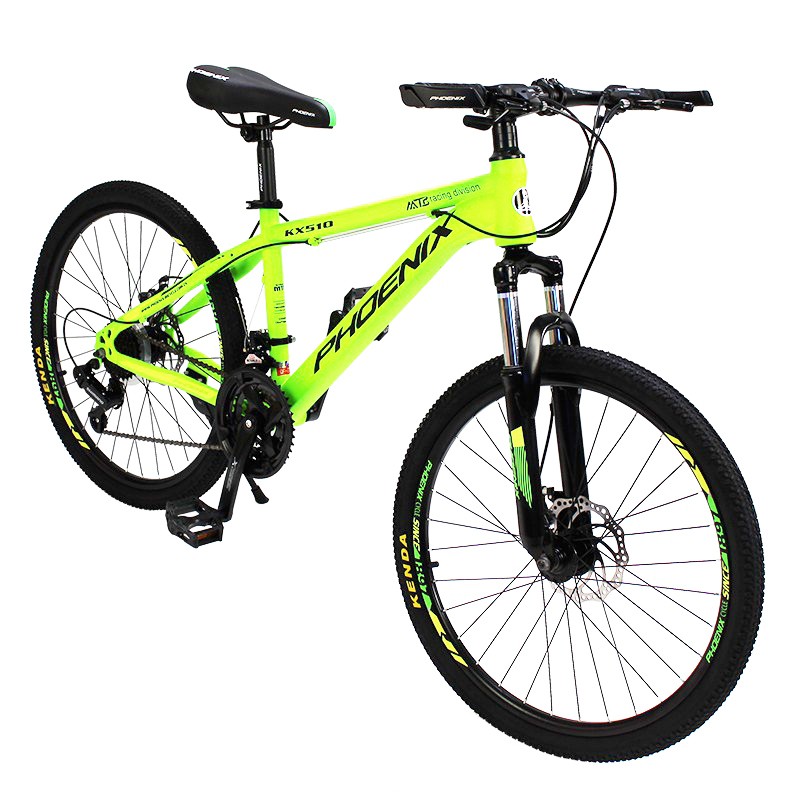 Bicicleta mtb, roti 24 inch, 21 viteze, schimbator shimano, frane pe disc, verde, phoenix bekid.ro imagine noua