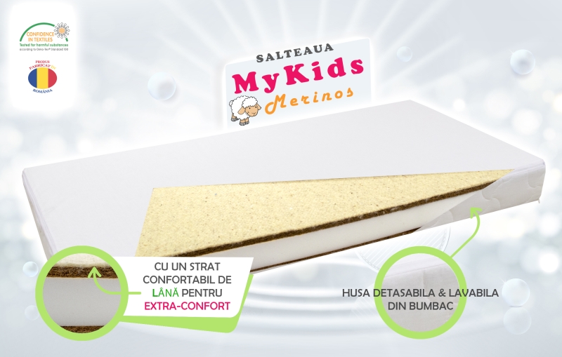 Saltea fibra cocos MyKids Merinos 120x60x10 (cm) buy4baby.ro imagine noua