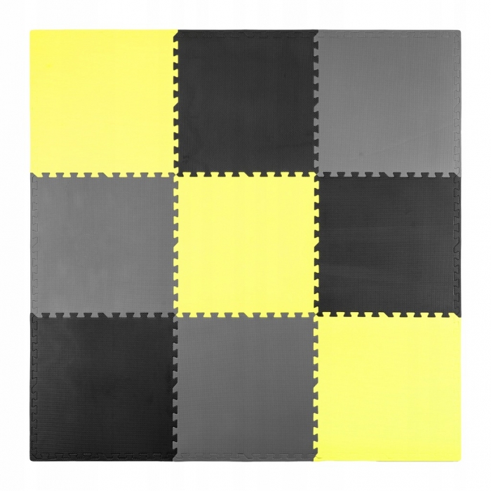 Salteluta de joaca tip puzzle 180 x 180 cm ricokids 7497 - galben - gri - negru