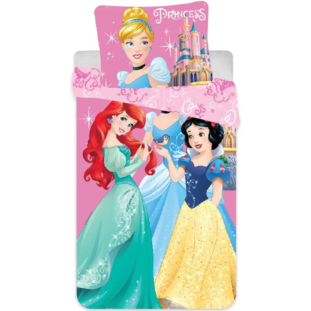 Set lenjerie pat copii Princess Ariel, Cinderella and Snow White 90x140 + 40x55 SunCity CTL79825A