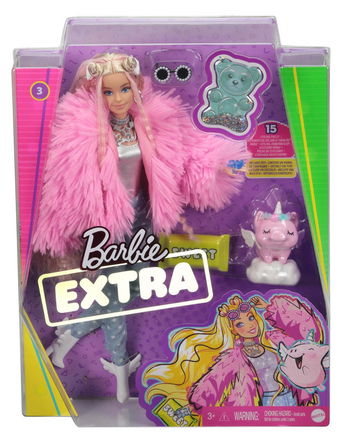 Papusa barbie extra style fluffy pinky Barbie