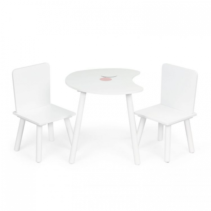 Set de masa in forma de luna si doua scaune pentru copii ecotoys wh140 - alb