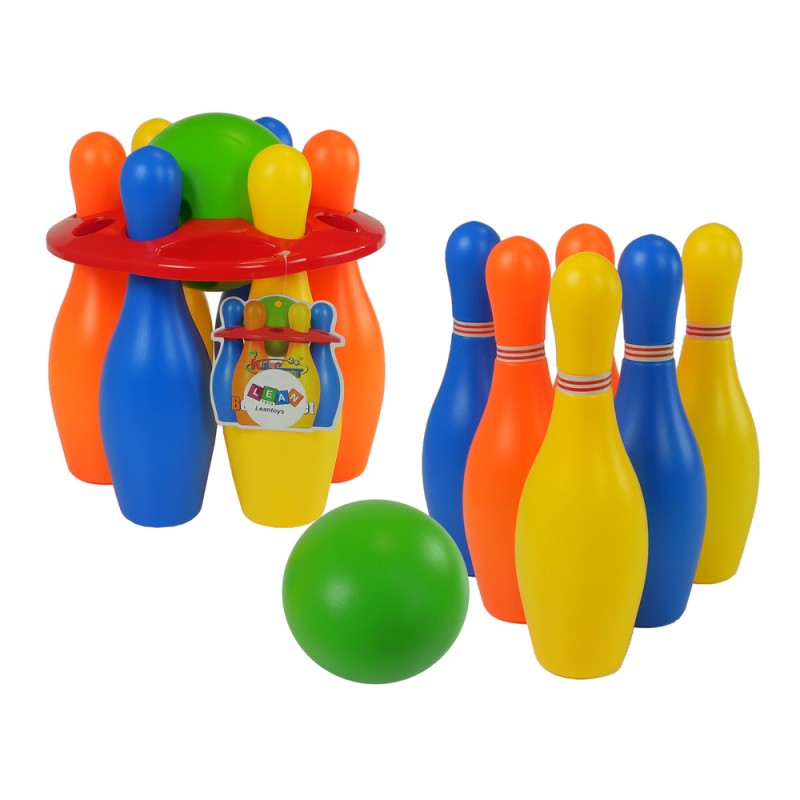 Set bowling pentru copii, 6 popice, 26 cm, leantoys, 9280