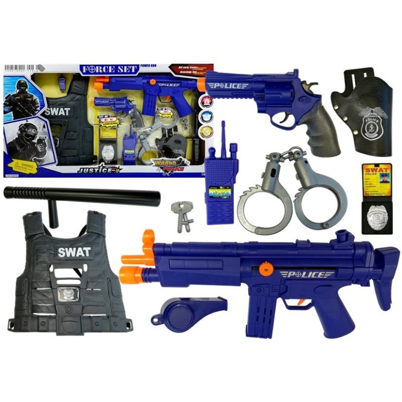 Set de joaca pentru copii, pusca, pistol si accesorii politie, swat, leantoys, 4872 buy4baby.ro imagine noua