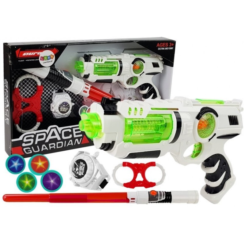 Set de joaca sf pentru copii, pistol laser, sabie laser si accesorii gardianul galaxiei, leantoys, 7094 buy4baby.ro imagine noua